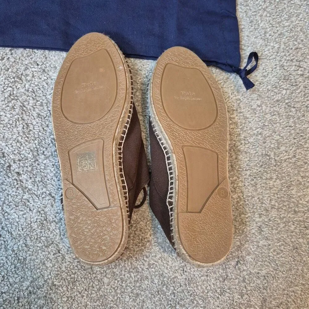 Polo by Ralph Lauren Canvas Lace Up Espadrille Chocolate Size 8